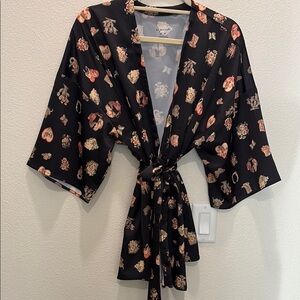 Urban Outfitters Black and Cream and Orange Mini Robe